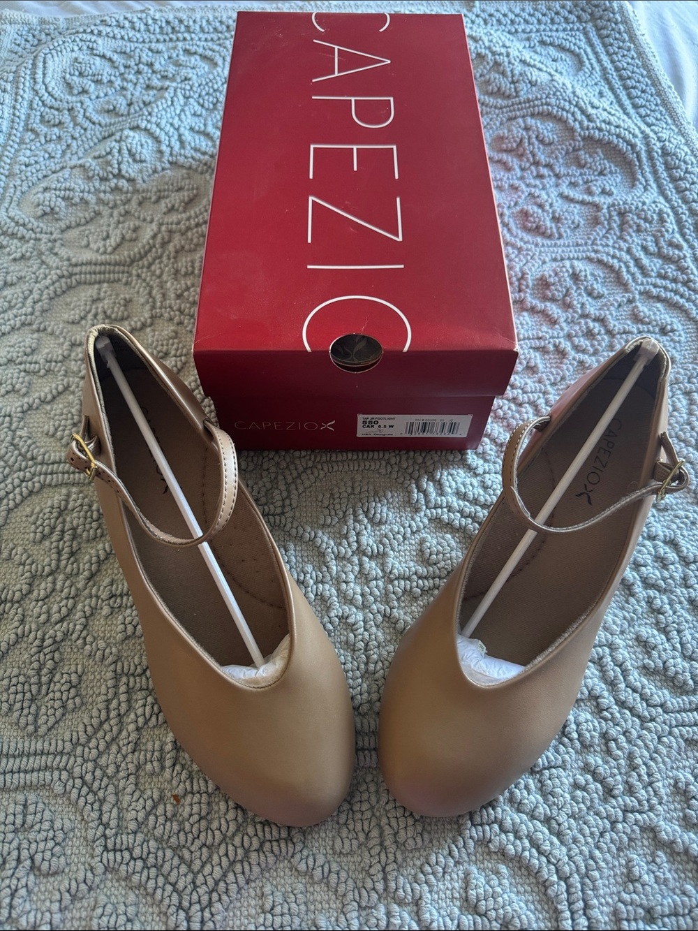 Capezio Beige Mary Jane Ballet Heels with Ankle Strap